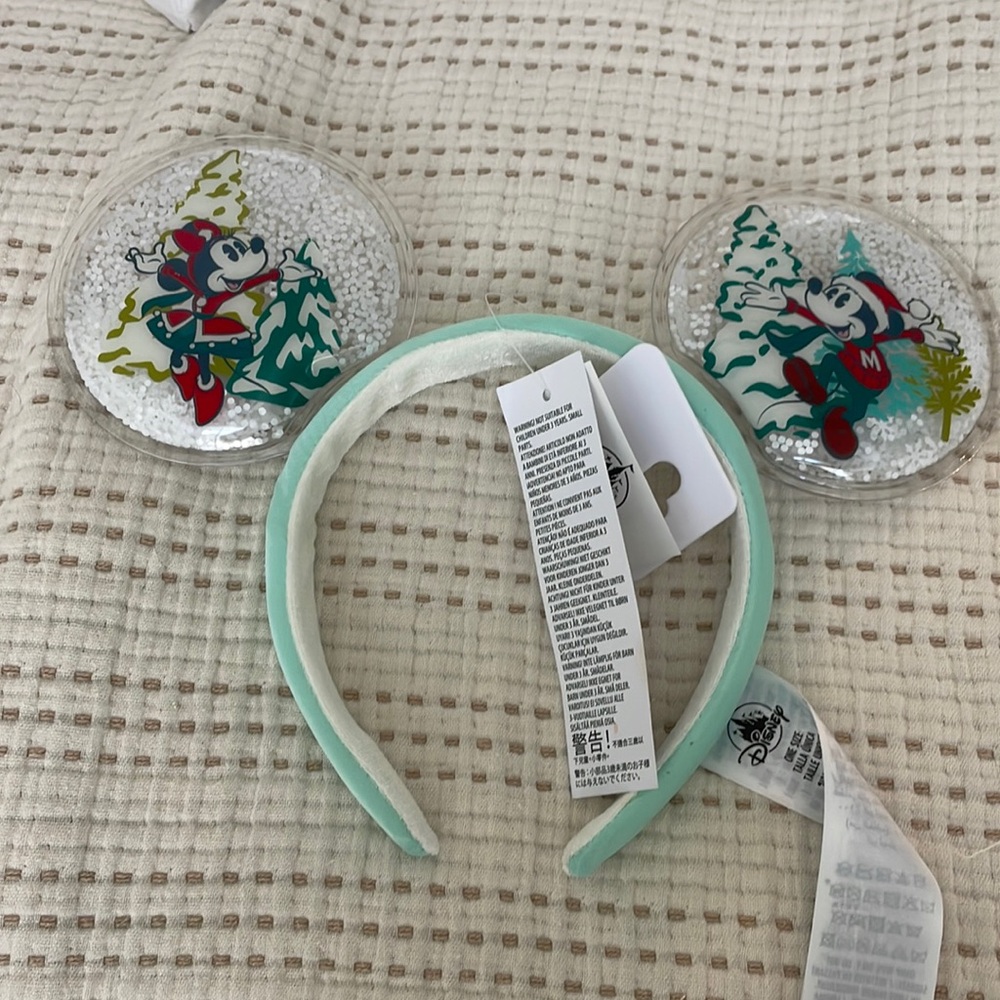 Disney Parks Holiday Christmas Snow Globe Minnie Mickey Mouse Ears Headband